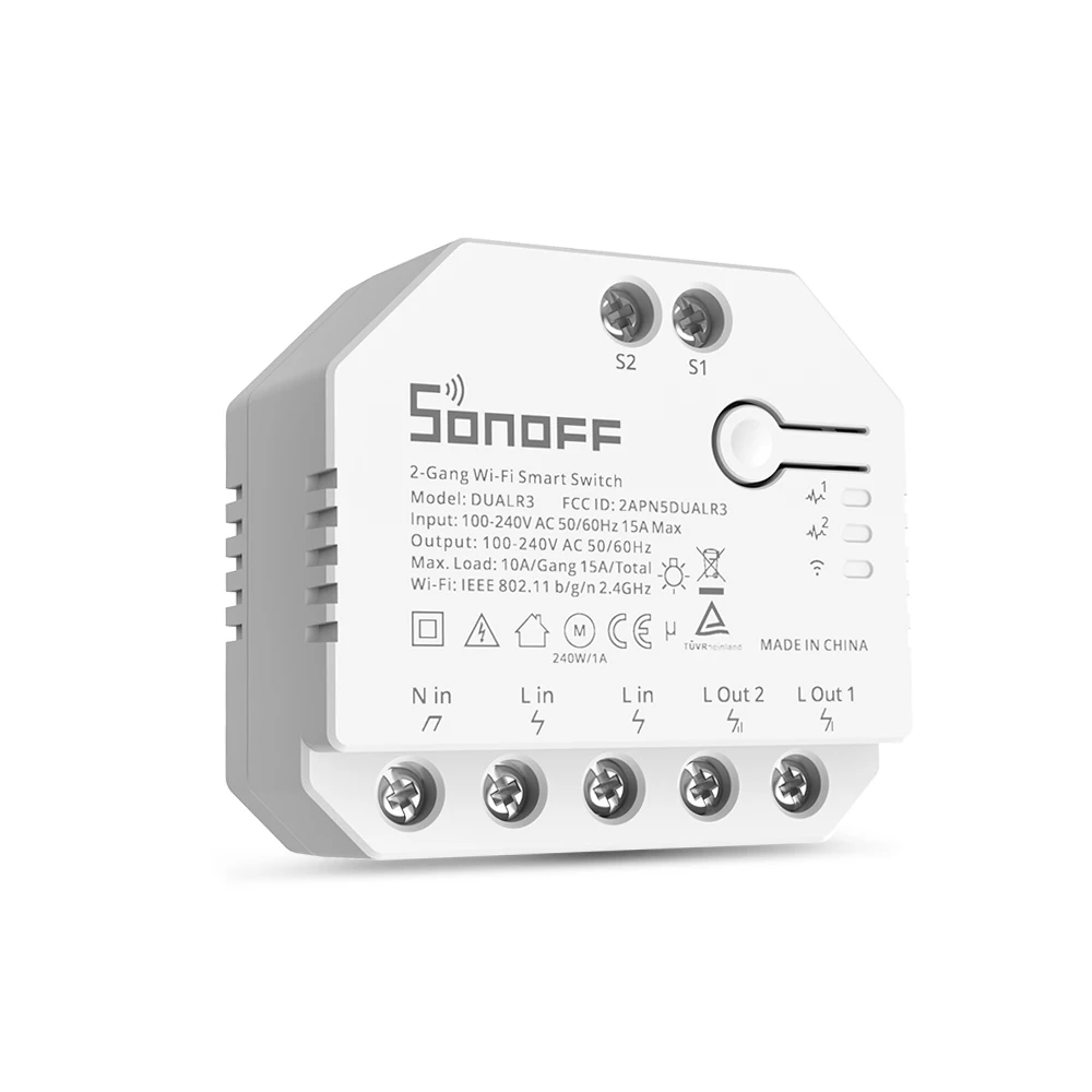 ITEAD SONOFF DualR3 Gang Way Wifi Smart Home Light Switch Module Power Metering Connect Gate With Motor APP Remote Control