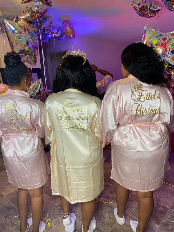 Women Satin Plain Short Kimono Bridesmaids Satin Lingerie Sexy Night Robe Pajamas  Bathrobes Satin Robe Party Pure Silk Robes