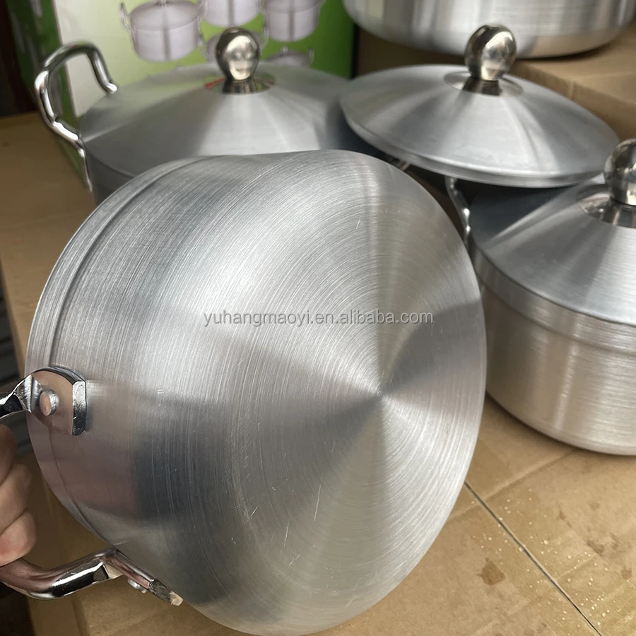 RTS 24CM 26CM 28CM 7Pots Heavy Aluminum Cookware Set Metal Casserole Soup Pot Cooking Set Kitchen utensils Aluminum Stock Pots
