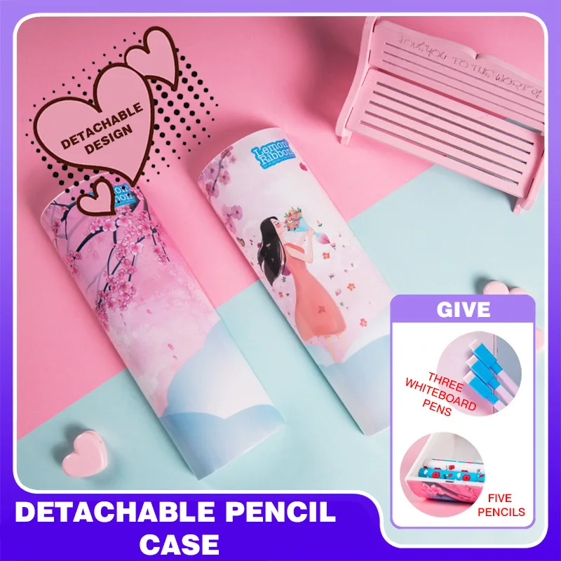 POSH DREAMS Cylindrical detachable two stationery boxes multi-function calculator male and female student pencil case
