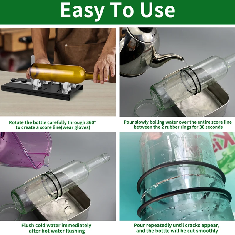 Stainless Steel Glass Bottle DIY Cutter Professional Design Beer  3/5 Wheels Cutting Tools