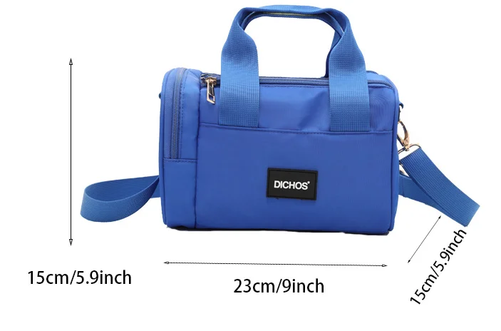 DICHOS Custom Large Capacity Nylon Fabric Messenger Bag Waterproof Multi-pocket Design Letter Decoration Candy Pattern