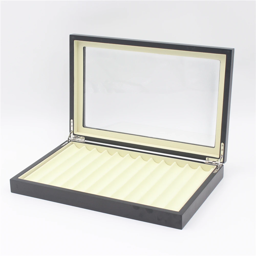
Hot popular fancy wooden pen boxes with 12 slots matte lacquering wooden fountain pen display case for gift wholesale 