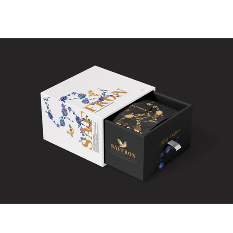 Factory Creative Customize Digital Printing Magnetic Closure Luxury Saffron Spices Gift Packaging Paper Box With Ribbon For Tea