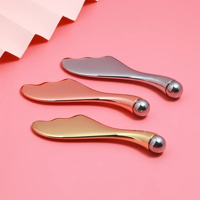 magnetic ball Eye Massage Delicate Skin Massage stick silver stainless steel Facial Reflexology Gua Sha Spoon