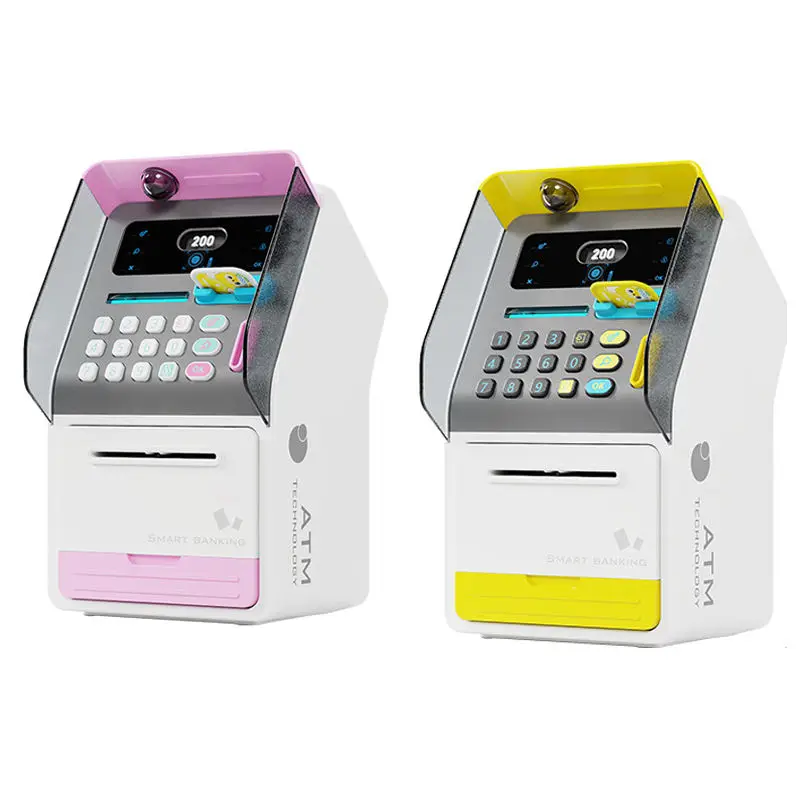 2024 New Cash Machine Password Box Children Large Savings Money Bank With Face Saving Money Bank Recognition