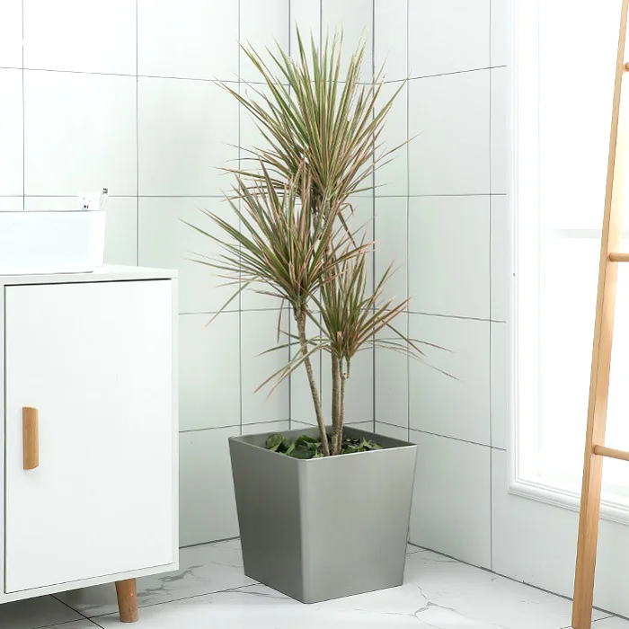 BRICE 12-inch large planter box self watering plastic flower pots distribution flower pots plastic white color