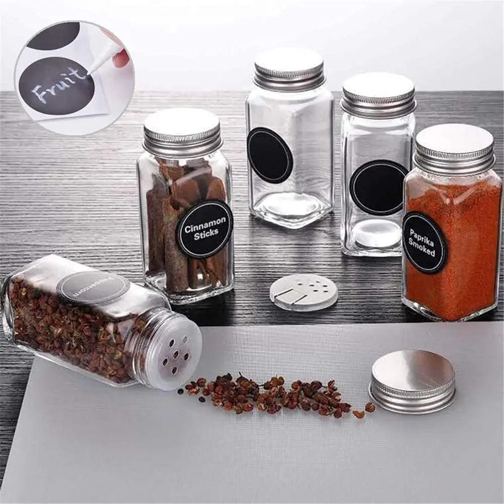 Wholesale Kitchen Seasoning Bottles 120ml Square Glass Spice Jar With Shaker Lids