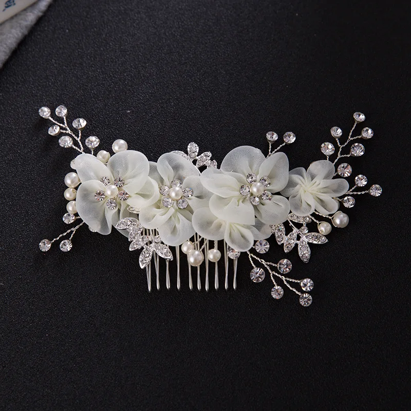 Hot selling  Rhinestones Flower Hair Pins combs Pearl Hair Accessories Flower Bridal Hair Clips for Women Wedding