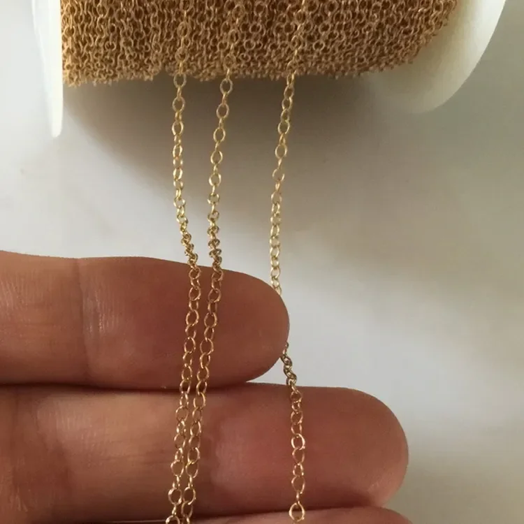 Best Selling 1.7mm permanent jewelry oval cable chain for making bracelet necklace 14k gold filled chain bulk