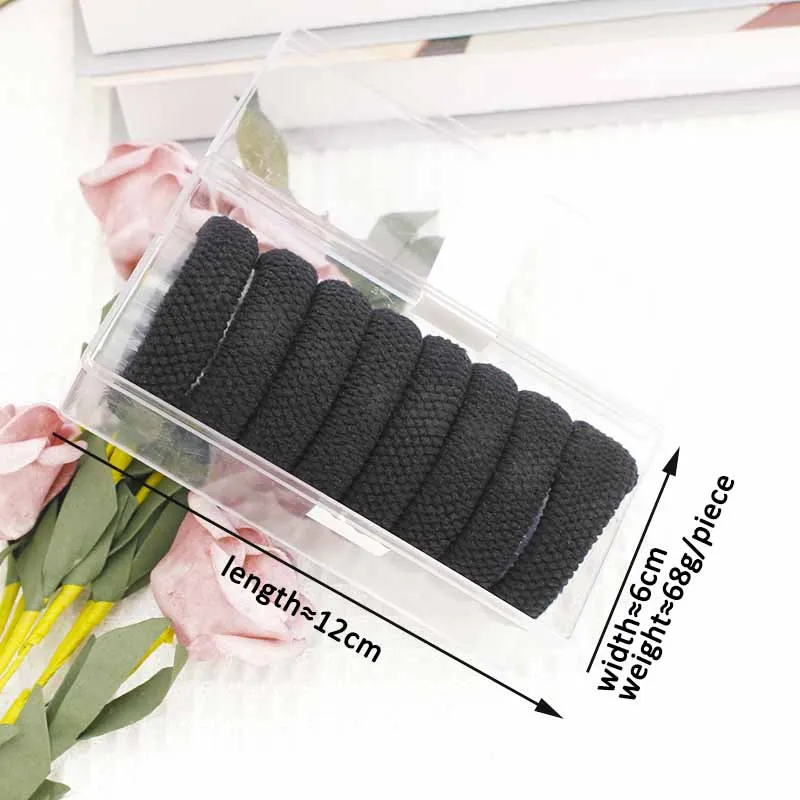 Korean high elastic towel hair ties boxed thicker and dark rubber bands for women