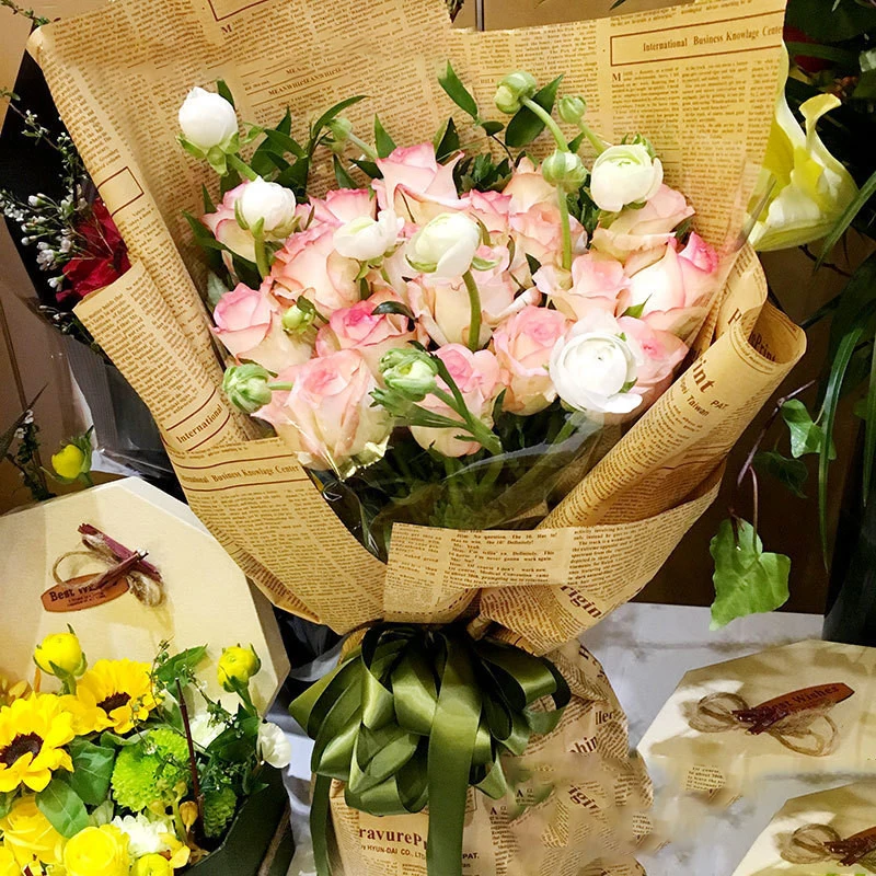 2020 ins style flower paper wrapping novelty vintage kraft flower wrapping paper for 30sheets