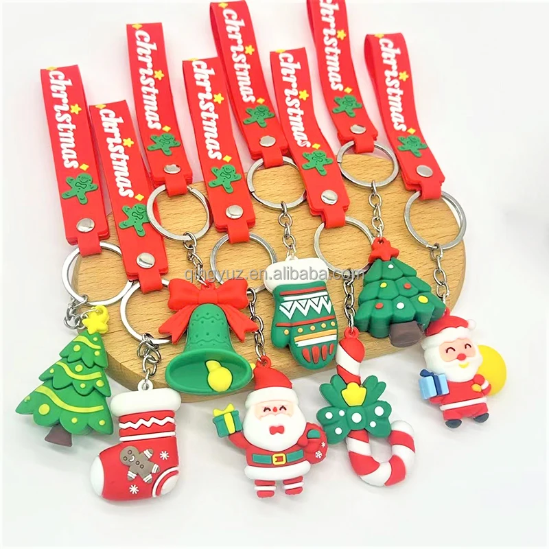 3D рождественские Брелки Подарки милые Подвески Санта-Клаус мини аниме куклы брелоки Рождественские Мультяшные Резиновые Аксессуары
