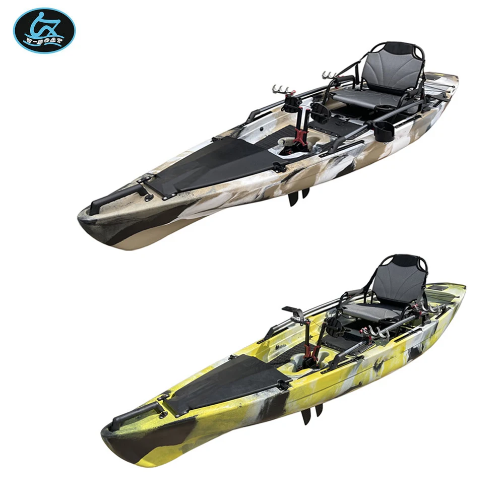 U-boat New Design 12ft wholesale canoes single fishing foot pedal canoe kayak with foldable fishing chair with motor