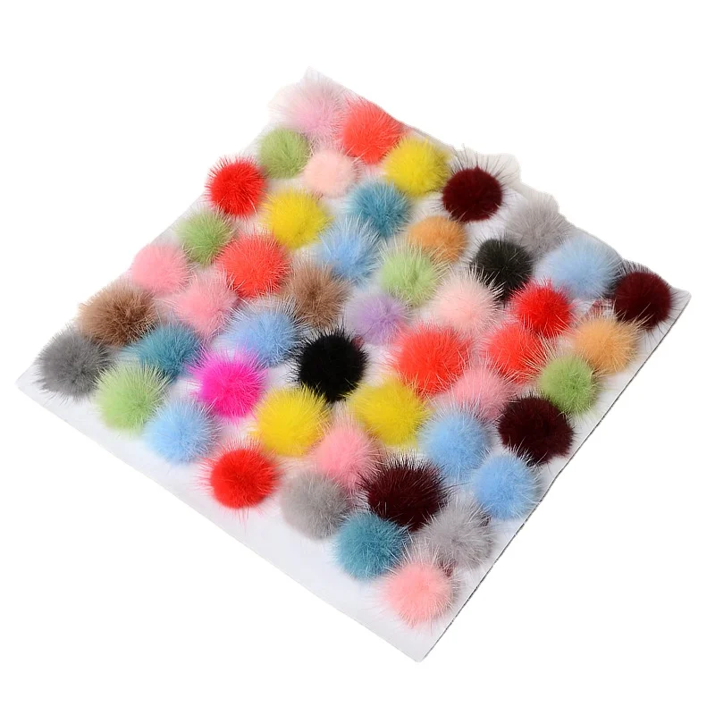 wholesale Nature Genuine mink Fur Ball for Hat earring gift keychains charms 6cm cute fur balls natural mink Fur Pom Poms