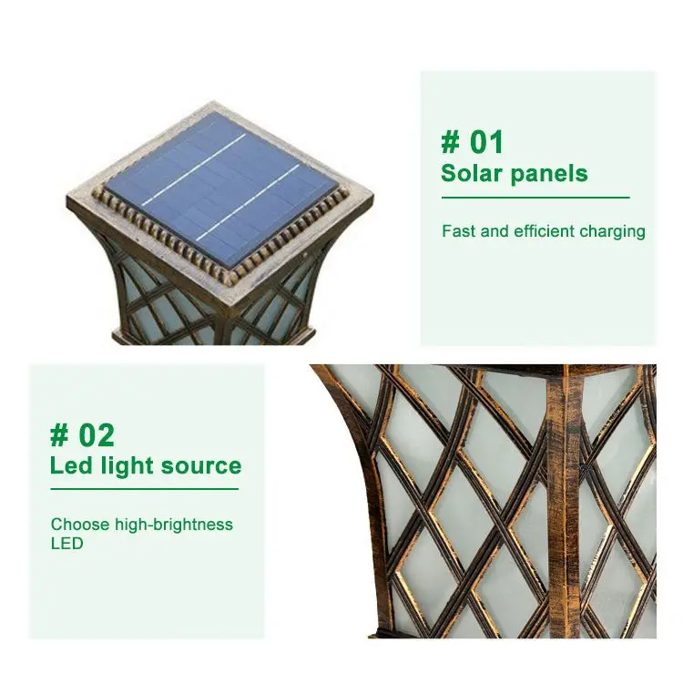 6V high-end aluminum outdoor pillar LED aluminum solar garden light