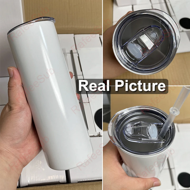 Склад в США 10oz 12 15oz 20oz 30 унций узкие чашки 10 15 20 нержавеющей стали прямые белые пустые сублимационные стакан