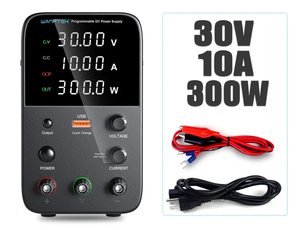 Wanptek WPS3010H 30V 10A USB Output Adjustable Black Switching Digital Lab Variable DC Power Supply For Mobile Repair