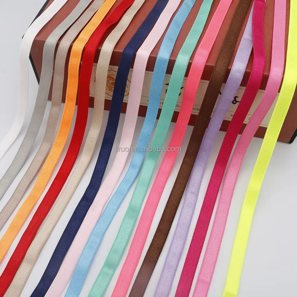 Muti-colored 15mm plush satin nylon elastic for bra
