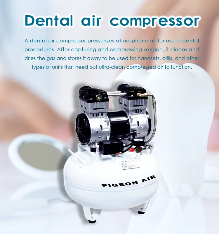 dental equipment 45L 55dB oil free silent air compressor for dental
