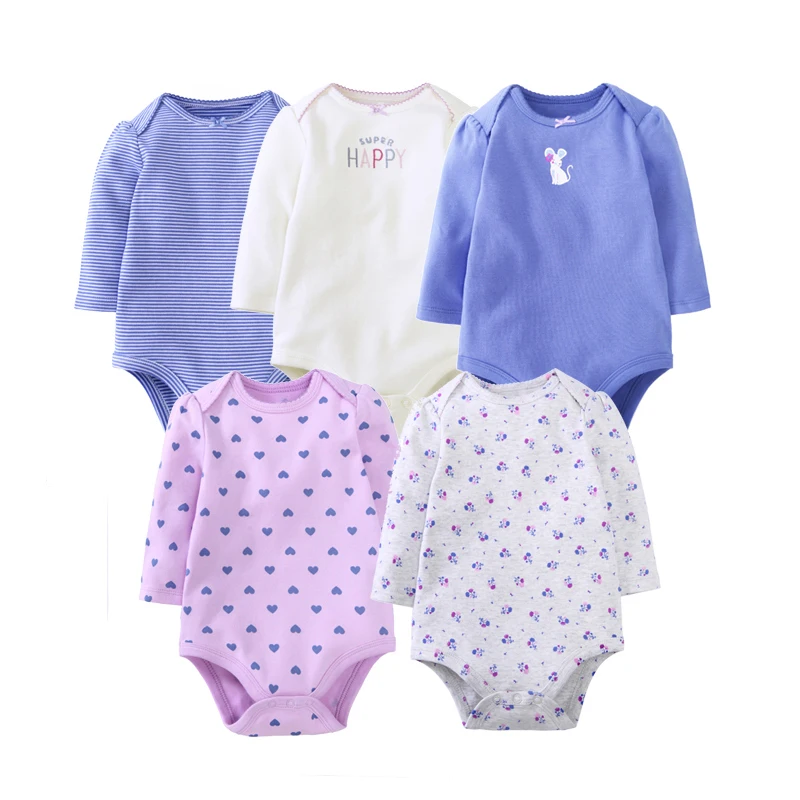 
Factory direct hotsale newborn 100% cotton long sleeve cute solid and aop baby girl romper bodysuit set  (62449903275)