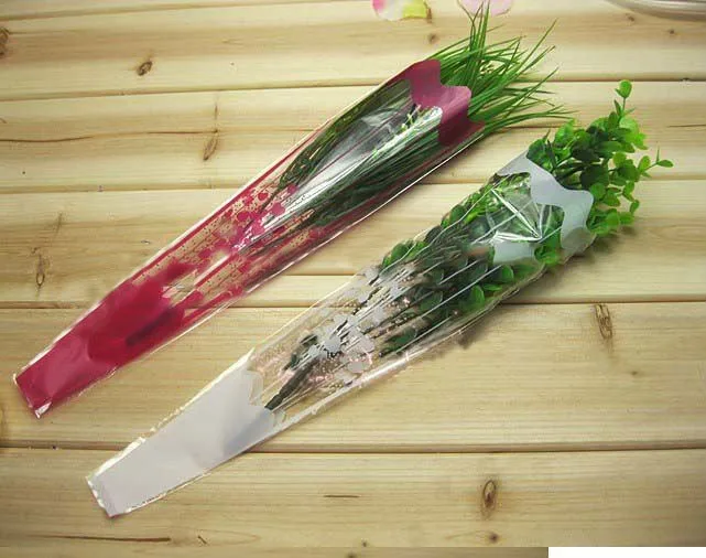 single rose flower bag recyclable florist plastic sleeve for packing