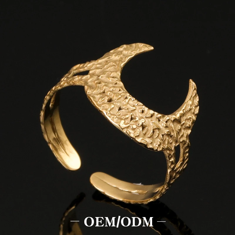  2021 new adjustable rings texture 18k gold plated stainless steel unique