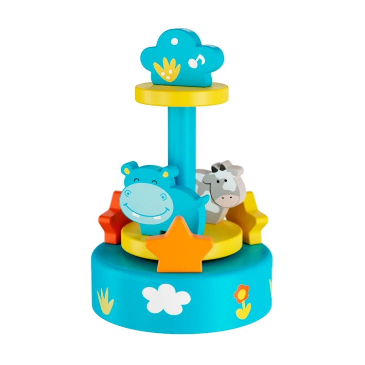 La doyee wooden kids dancing doll music box toy