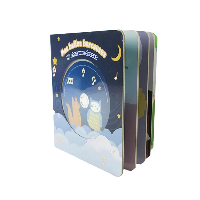 Custom school baby hardcover board book pop up children CD record book printing