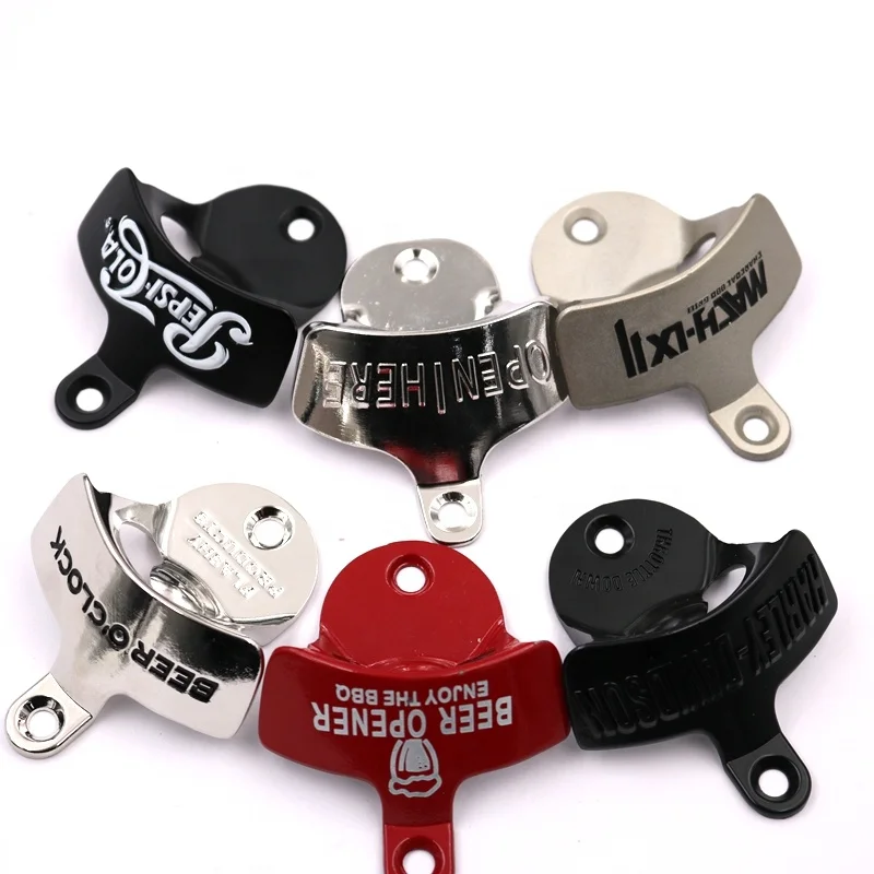 How Sale Custom logo screen print logo Metal zinc alloy Beer Wall Mount Bottle Opener high quality