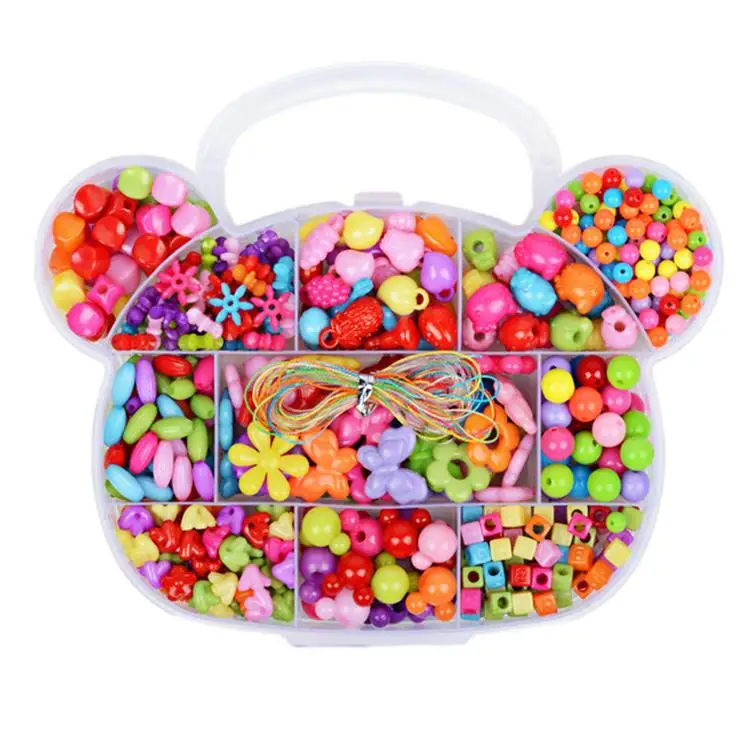 
DIY Bracelet Charm Bead Kit Girl Educational Bracelet Making Set Bear Head Children Beaded Toy DIY Handmade Girl Wear Necklace 
