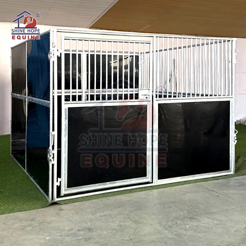 Steel structure HDPE panel horse stable stall portable horse stable door with optional roof
