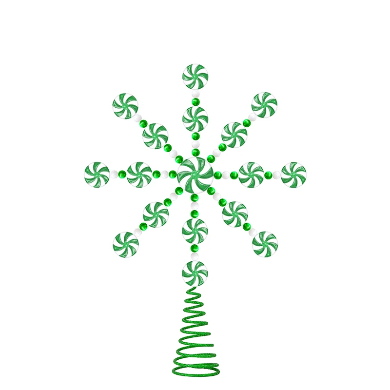 Christmas Tree Hanging Ornaments Candy Snowflake shape  for Winter Party Decoration topper Plastic Peppermint Candies Charms