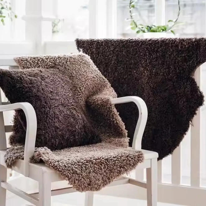 Customized high density curly sheep skin curly wool sheepskin fur rug shearling rug for home decor shearling rug