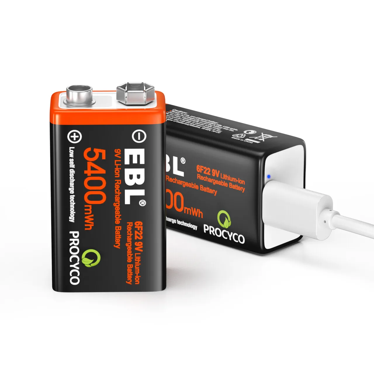EBL Micro Lithium Ion Battery 9v Li-ion Rechargeable Batteries 6f22 Lithium Batteries 9v for Microphones