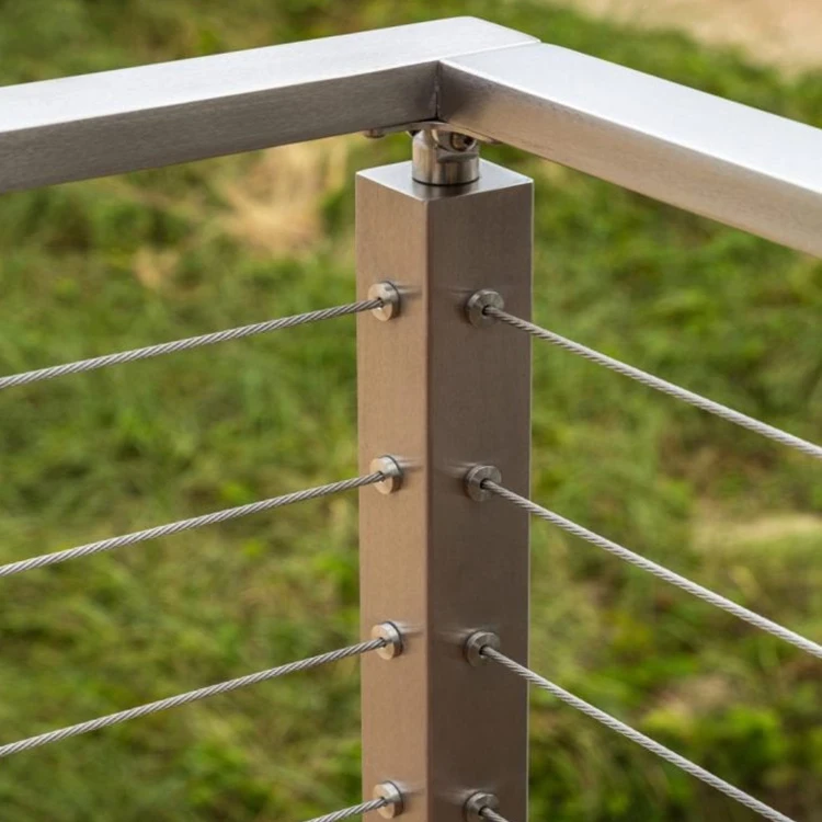 EKOO Cable Railing Deck Side Mounted Post Square Brushed 36'x2'x2' Stainless Steel Pre-Drilled for Veranda Balcony Railing