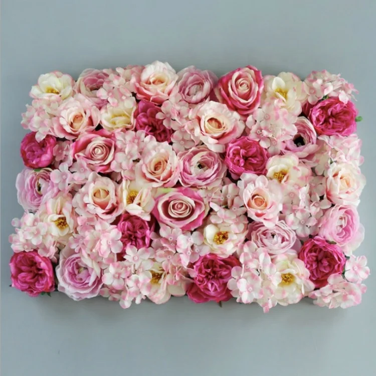 YAYUN J-1016 OEM Hot Selling Rose Hydrangea Silk White Flower Wall Panel