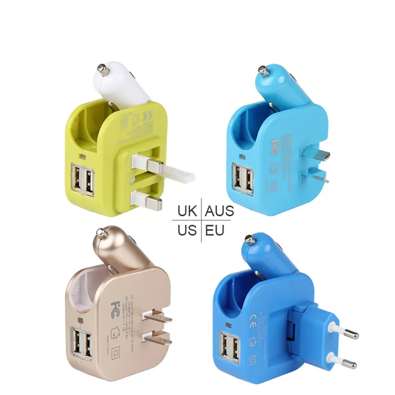 Mobile phones, tablets, mp3 devices use home charger + car charger