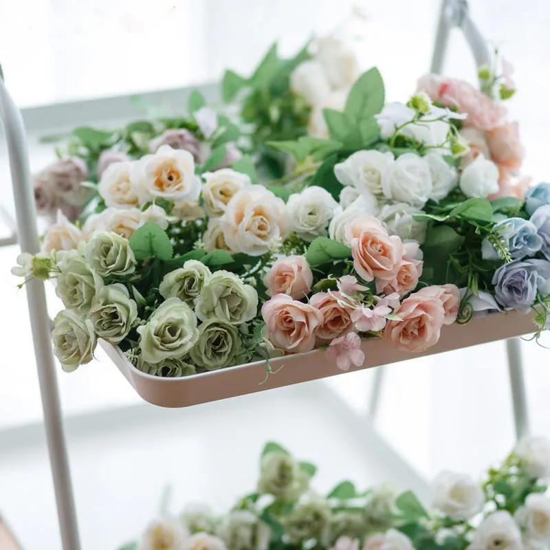 
Wholesale new products real touch plastic 8 head rose decorative artificial flower making 