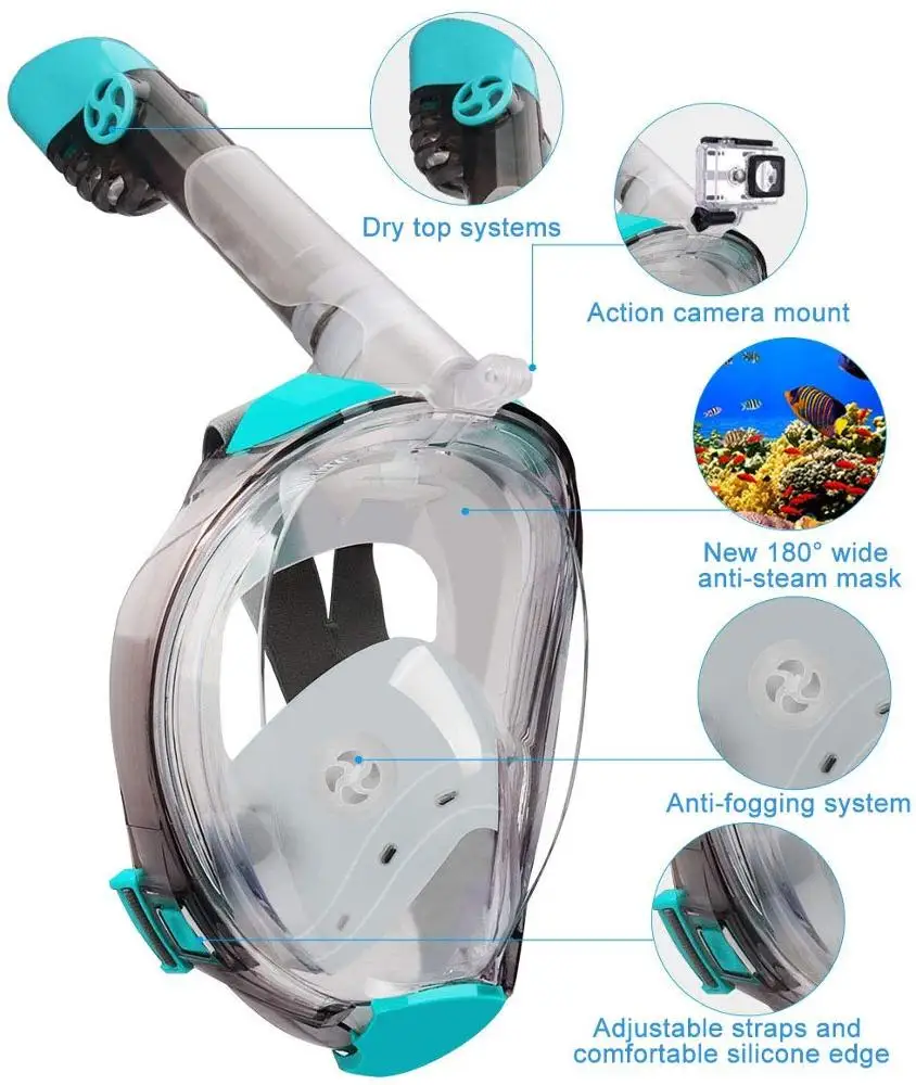 Amazon Hot Sell Anti-Fog Anti-Leak Design Snorkel Mask for Adults