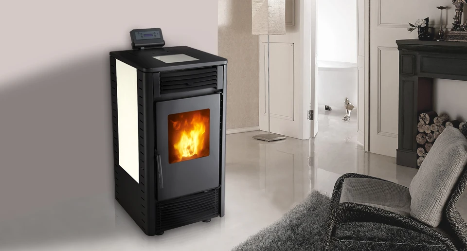 Italian Home Heating Equipment 9kw Wood Biomass Pellet Stove Room Fire Heater Fireplace Burner