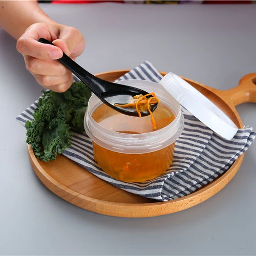 Plastic Chinese Disposable Black Yellow Soup Spoon