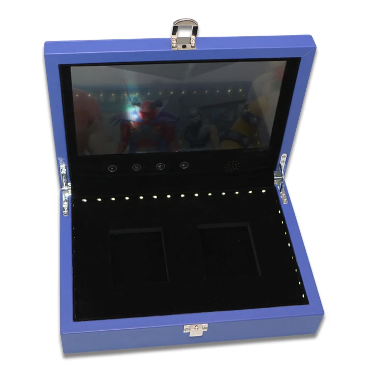 Hot selling PU LCD 10.1 HD  video luxury gift box hot silver /hot stamping