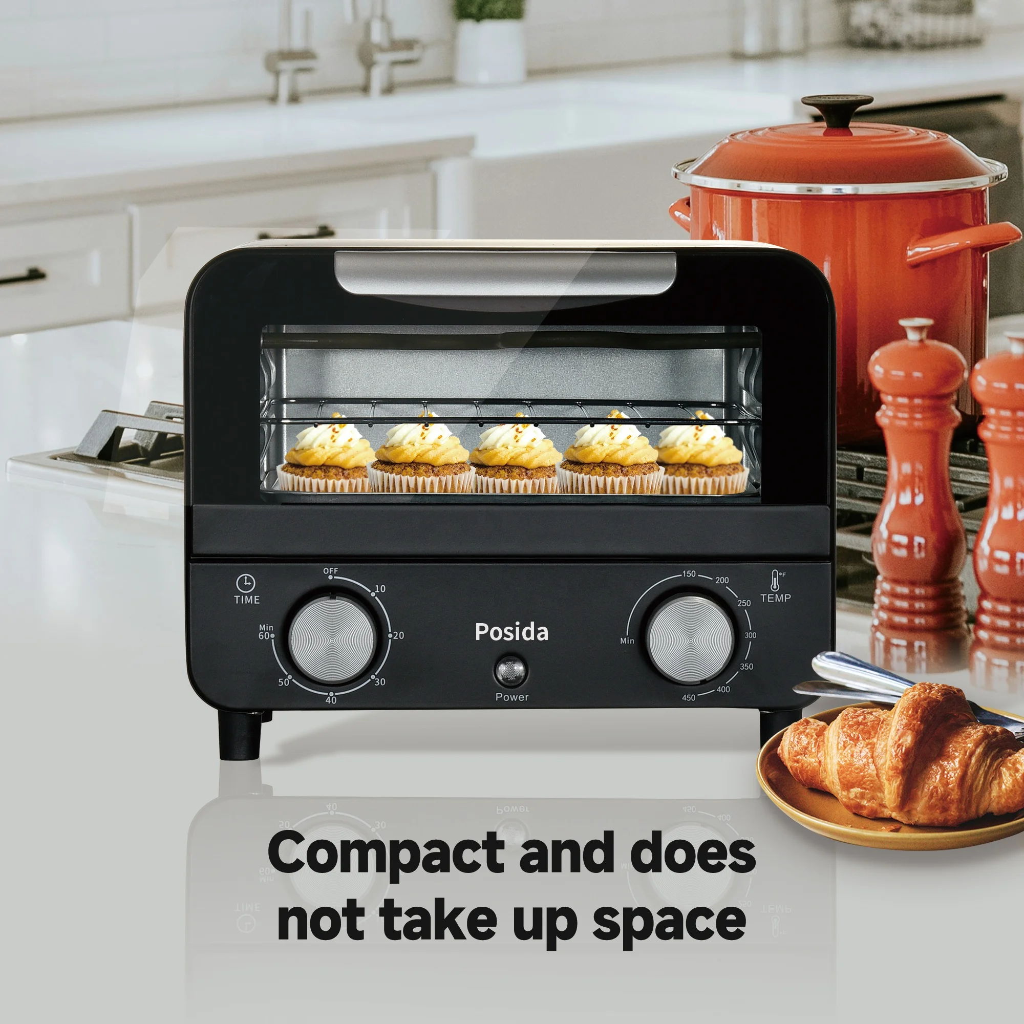 Posida Mini Electric oven Toaster oven 7.5QT for Household Home use Baking bread