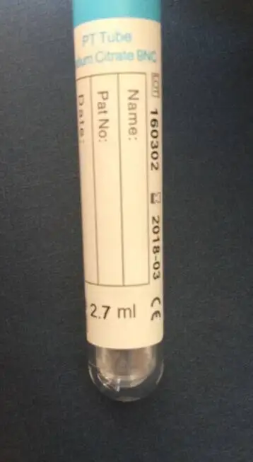 PET Glass PP Material Sodium Citrate Double layer vacuum blood collection tube  PT tube