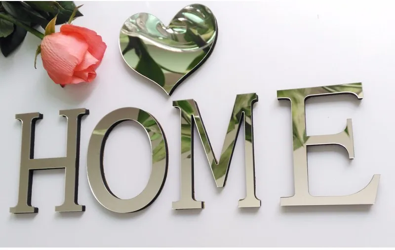English letters Acrylic Mirror 3D DIY wall stickers home Modern personality Home English Sticker Innovative letter customization