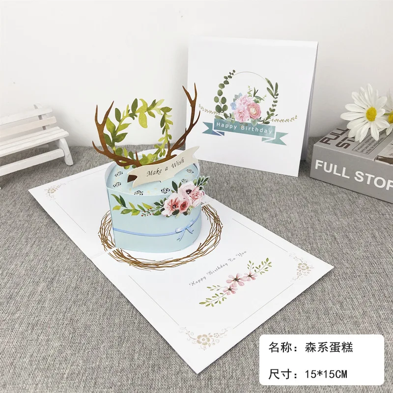 3D Pop Up Recordable Greeting Cards with Light for Birthday Gift