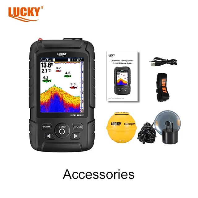 Lucky fishing equipment portable fish finder FF718LICD-LAT 2.8inch colored Dot-Matrix Display LA wireless sensor transducer