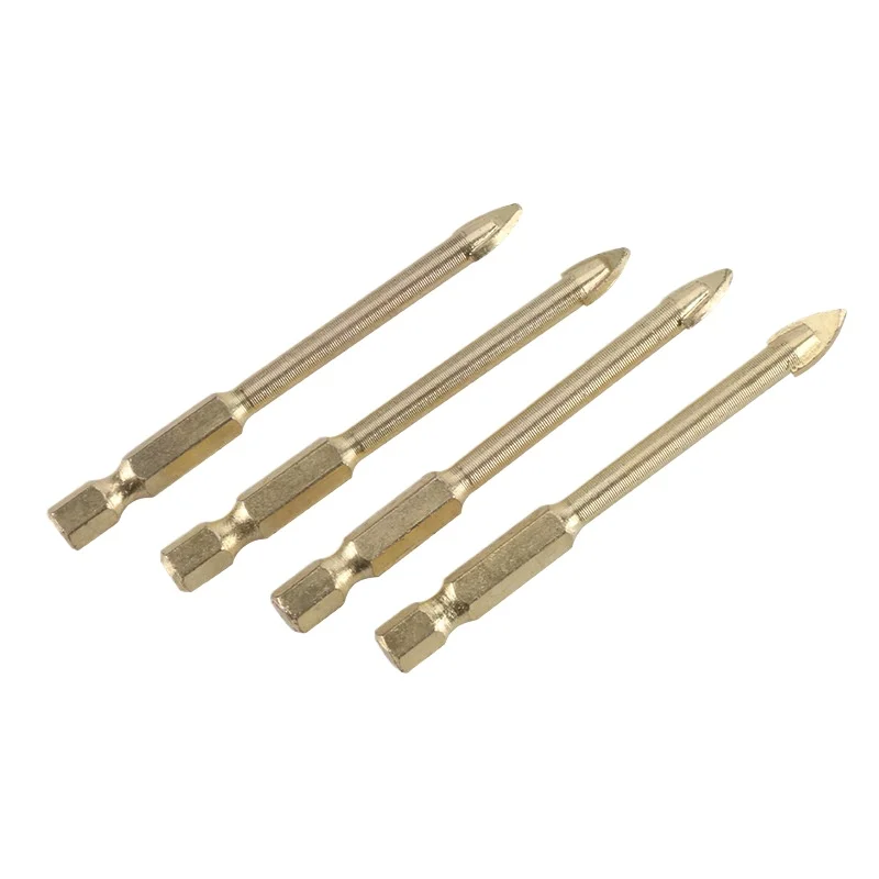 Reaming Short Thread Hexagonal Cross Four-blade Twist Drill Tile Hard Alloy Gold Twist