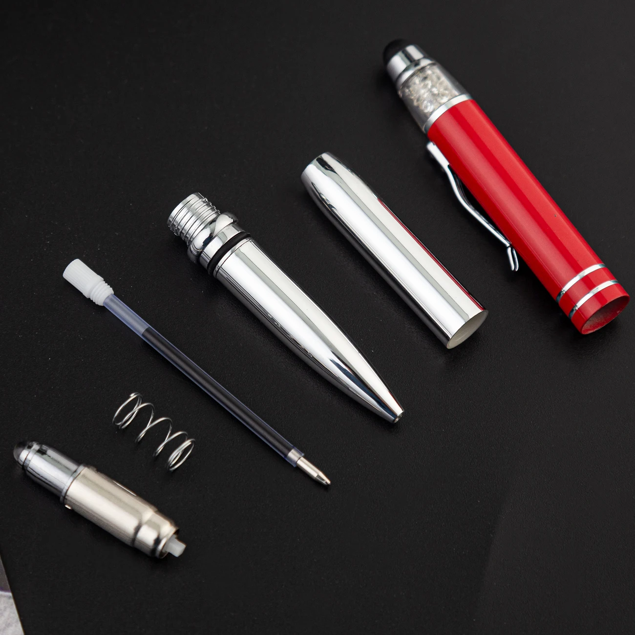 High Quality Multi-function Metal Stylus Crystal Pen Screen 3 in 1 Led Ballpoint Pen